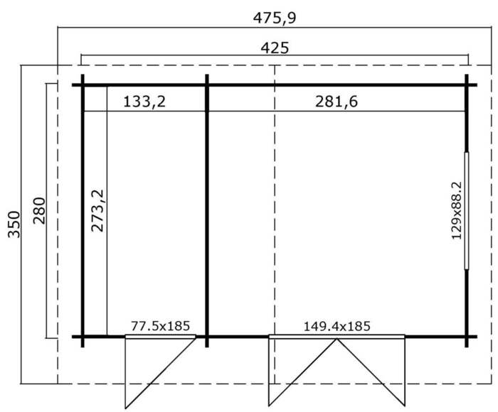 Lasita Maja hytte model Keila 280 x 425 cm